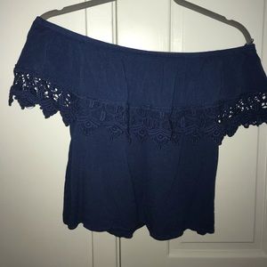 Off the shoulder blue top